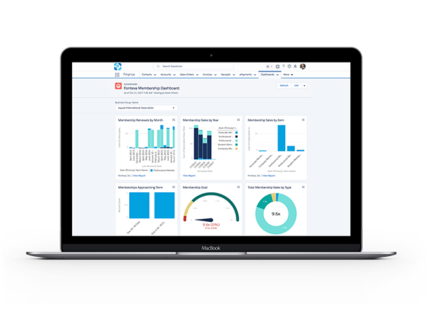 As the best AMS system, Fonteva's membership dashboard provides a robust view on your members.