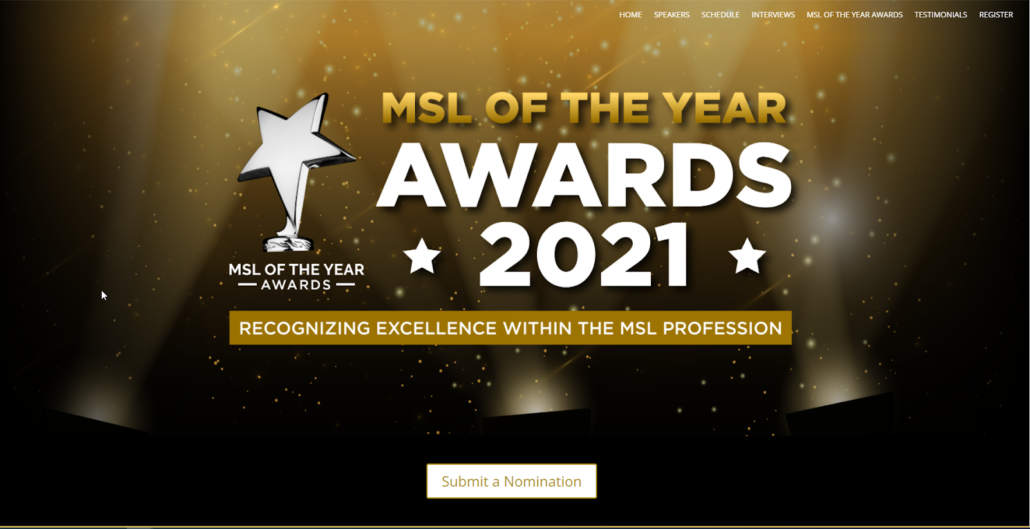 Take a look at the elaborate and sophisticated awards program web design from the Medical Science Liaison Society.